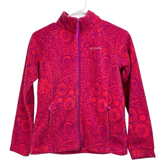 Columbia Size L (14-16) Girl Full Zip High Neck Pocket Fleece Athletic Jacket - Picture 1 of 5
